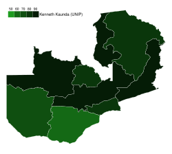 1973 Zambian presidential election (results by province).svg