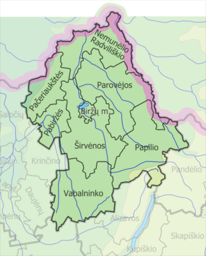 Биржайское районное самоуправление на карте