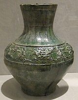Chinese vessel (hu), Han dynasty, earthenware with glaze, HAA.JPG