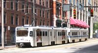 Baltimore Light Rail train leaving Baltimore Street station.jpg
