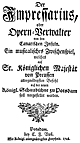 Leonardo Leo - L’impresario delle Canarie - german titlepage of the libretto - Potsdam 1748.png