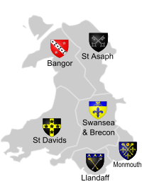 Map of the Dioceses in the Church in Wales