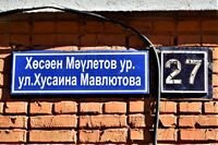 Казань. Улица Хусаина Мавлютова, 27. Адресная табличка.JPG