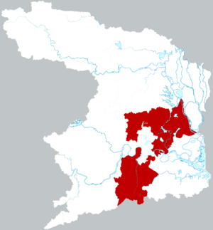 Динчэн на карте