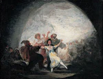 Baile de máscaras o Danzantes enmascarados bajo un arco por Francisco Goya.jpg