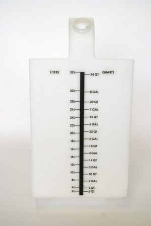 A mold in graphic molded into a liquid storage tank.