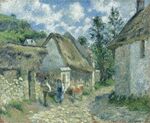 Camille Pissarro - Rue de Roches au Valhermeil à Auvers-sur-Oise, chaumières et vache (PD 632).jpg