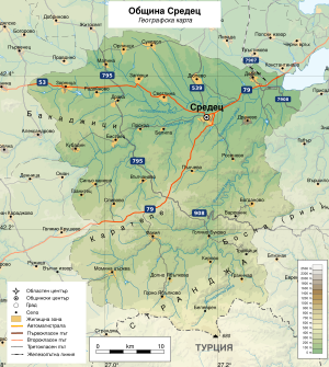 Община Средец на карте