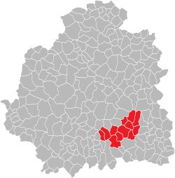 Кантон на карте департамента Эндр