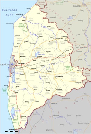 Южно-Курземский край на карте