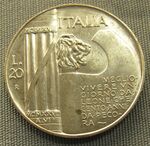 Italia, 20 lire di vittorio emanuele III, 1928.JPG