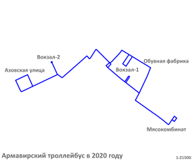Map of trolleybus system in Armavir, 2020.svg