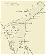 Карта Мадрасского президентства 1913 года с указанием местоположения княжества Банганапалле