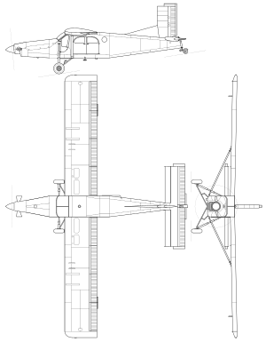 Pilatus PC-6 Turbo-Porter 3-view line drawing.svg