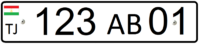 Tajikistan company license plate.png