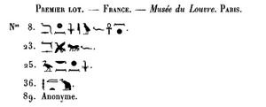 Bab el-Gasus sarcophagi, list of international donations of 1893, Lot 01.jpg