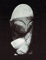 Бранкузи, Константин , Портрет Мадемуазель Погани, 1912, белый мрамор, Художественный музей Филадельфии. Выставлено на арсенальной выставке в 1913 г.