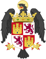 Coat of Arms of Isabella of Castile as Princess of Asturias (with crest).svg