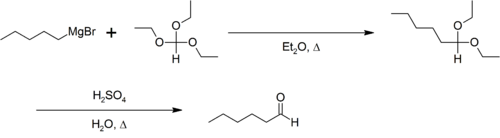 Bodroux-Chichibabin aldehyde synthesis of n-hexaldehyde.png