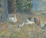 Camille pissarro poulailler a la maison rouge pontoise laveuses au bor.jpg