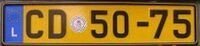 Luxembourg Diplomatic license plate CD 50 75.jpg