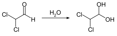 Dichloroacetaldehyde reaction01.svg