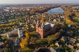 Plungė St John the Baptist church building complex and Lourdes replica with a sculpture of the Holy Virgin Mary 34-P.jpg