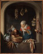 Gerrit Dou, Haringverkoopster met jongen.jpg