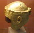 Golden helmet of Meskalamdug in the British Museum.jpg