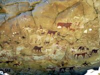 Prehistoric Rock Paintings at Manda Guéli Cave in the Ennedi Mountains - northeastern Chad 2015.jpg