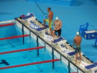 Kazan 2015 - Grechin, Hovorov and Fratus 50m semi.JPG