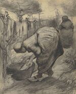 Vincent van Gogh - Paysanne au bassin dans un jardin (1885).jpg
