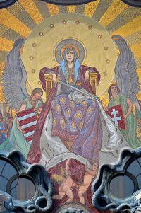 Patrona Hungariae на мозаике Miksa Róth в Будапеште