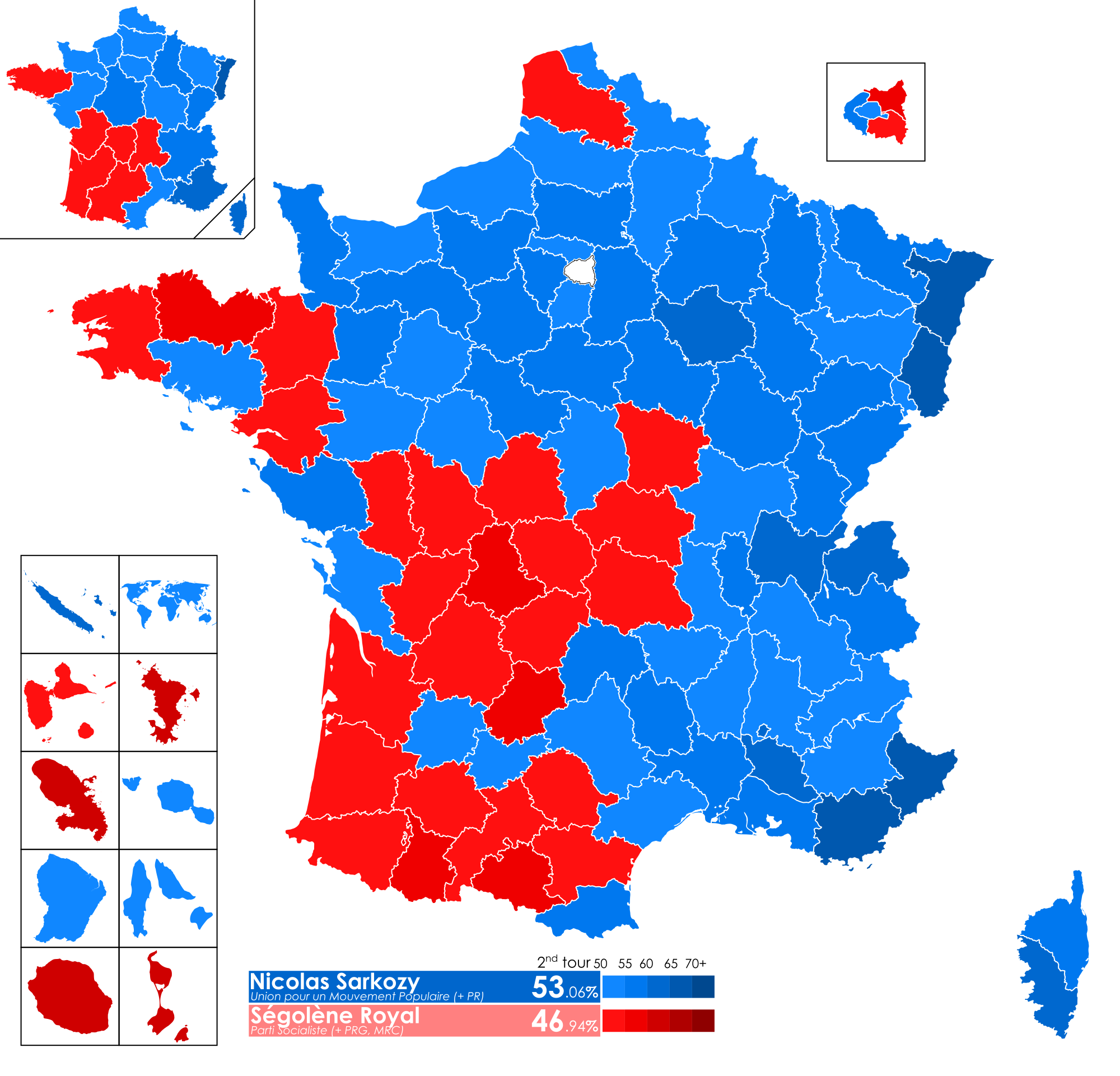 Élection présidentielle française de 2007 T2 carte départements & régions.svg