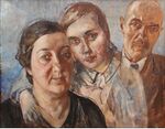 Self-portrait with wife and daughter by Petrov-Vodkin (1933-7, Yugra).jpg