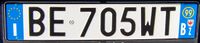 Targa automobilistica Italia 1999 BE•705 WT Bolzano-Alto Adige posteriore.jpg