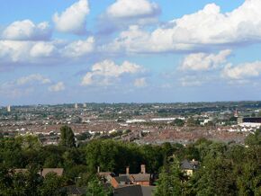 View north from Christ Church belfry, Cricklade Street, Swindon (1) - geograph.org.uk - 347252.jpg