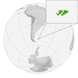 Фолклендские острова на карте мира