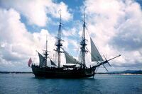 Endeavour replica in Cooktown harbour.JPG