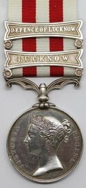 Indian Mutiny Medal, with clasps 'Defence of Lucknow' and 'Lucknow' (Obverse).jpg