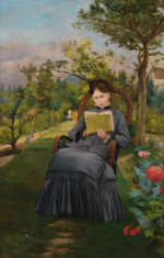 THÉRÈSE LISANT DANS LE PARC DE MÉRIC.PNG