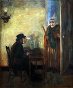 James Ensor, Scandalized Mask (1883) oil on canvas, 135 x 112 cm., Royal Museums of Fine Arts of Belgium, Brussels.jpg