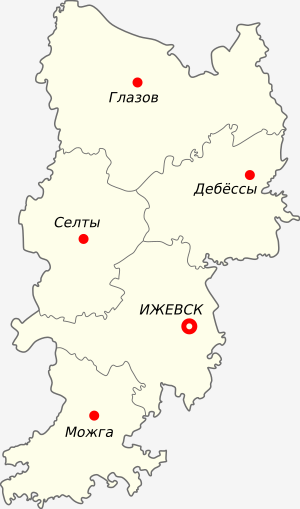 Удмуртская автономная область на карте