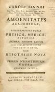 Титульный лист первого издания первого тома «Amoenitates academicae» (1749)