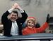The Reagans waving from the limousine during the Inaugural Parade 1981.jpg