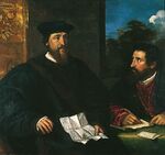 Titian Georges d’Armagnac, Bishop of Rodi, with his secretary Guillaume Philandrier.jpg