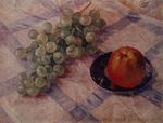 Grapes and apples by Petrov-Vodkin (1921, Perm).jpg