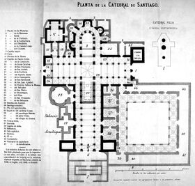 Planta de la Catedral de Santiago. La Catedral de Santiago. Breve descripción histórica con la planta y un diseño iconográfico.jpg