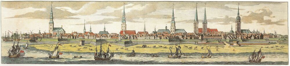 Панорама Гамбурга Питера Шенка, 1682.