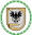 A coat of arms depicting a white flag with a black bird on it with a yellow beak and yellow claws all on a yellow background